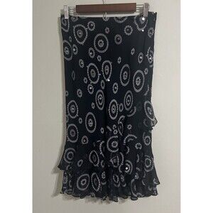 Vtg ALFANI Black Silk Ruffle Sequin Fit & Flare Skirt Size 4 Fairy Whimsygoth
